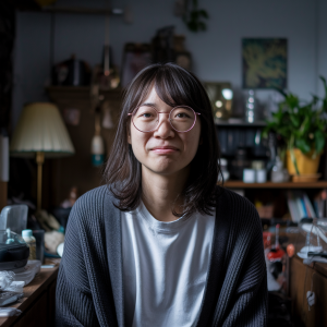 暗い自撮り写真女性