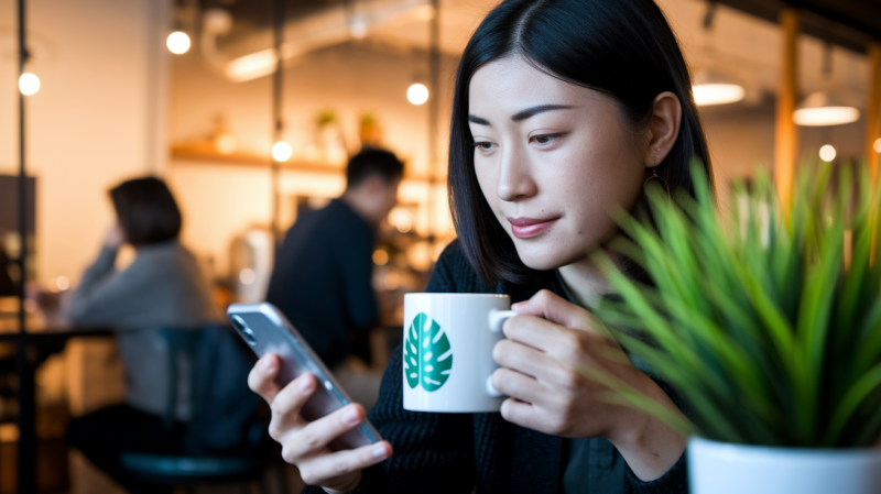 マッチングアプリをする女性