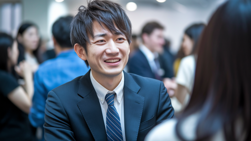 婚活パーティーに参加している男性