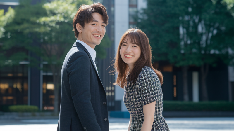 ChatGPTでプロフィールを作成している男女