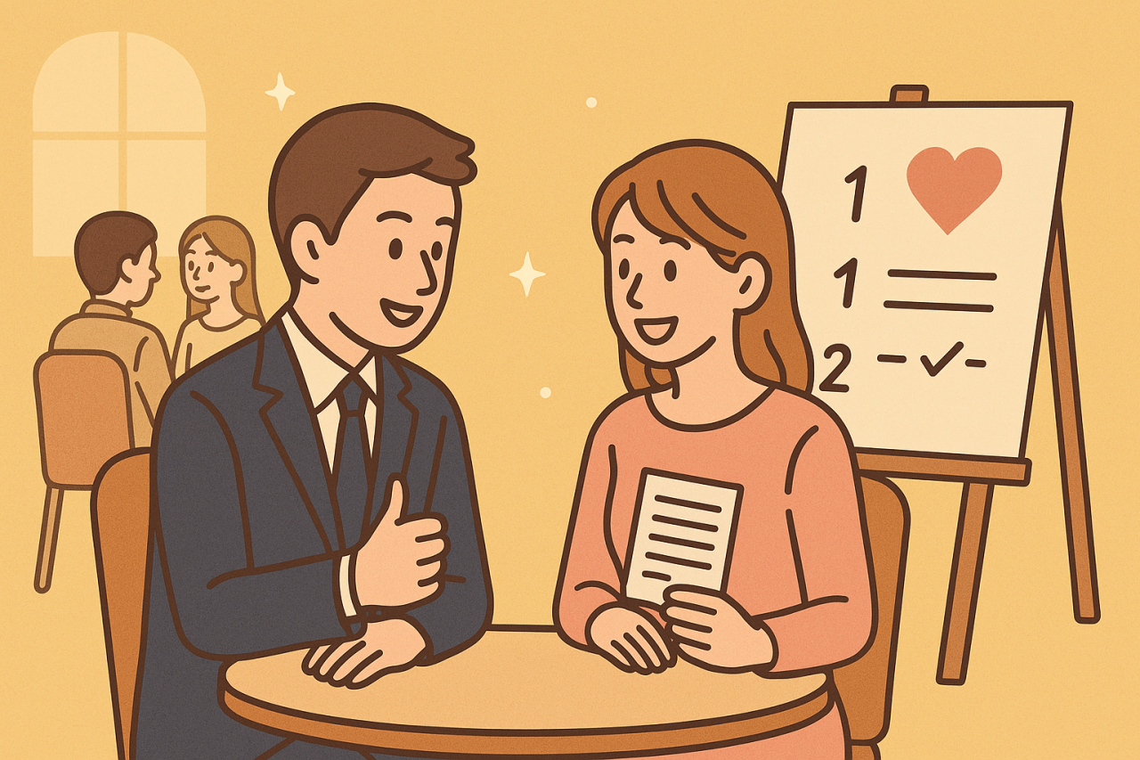 婚活パーティーに参加している男女