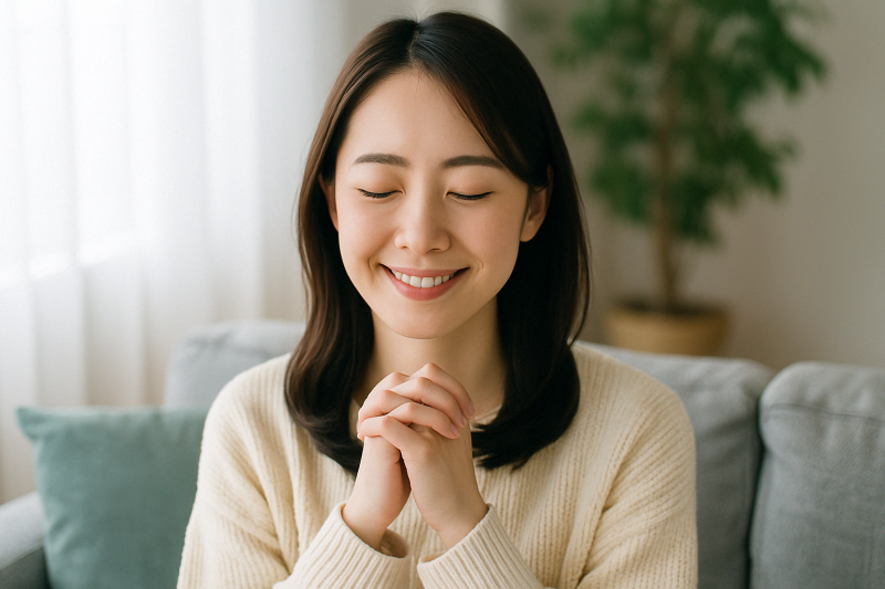 オンライン結婚相談所で安心して婚活をする女性