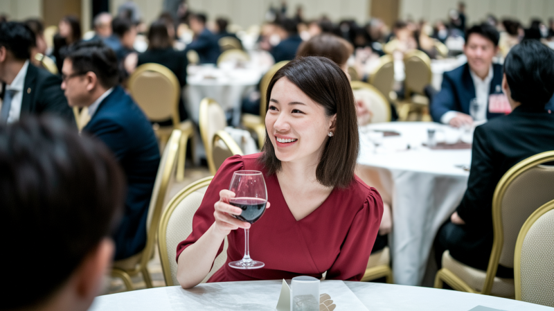 婚活パーティーに参加している女性