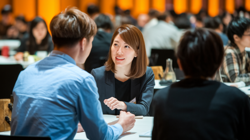 婚活パーティーに参加している女性