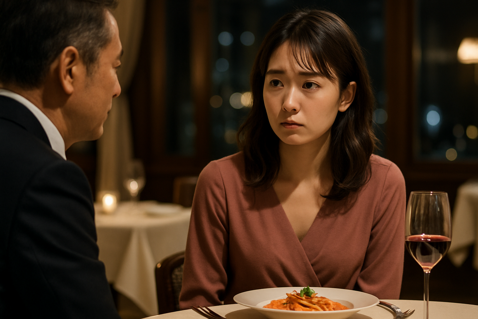 40代と食事をする20代婚活女性