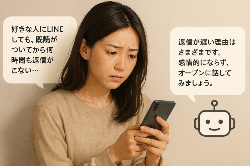 AIに悩み事を相談している女性