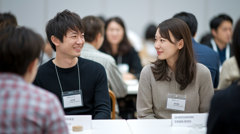 婚活パーティーに参加している女性