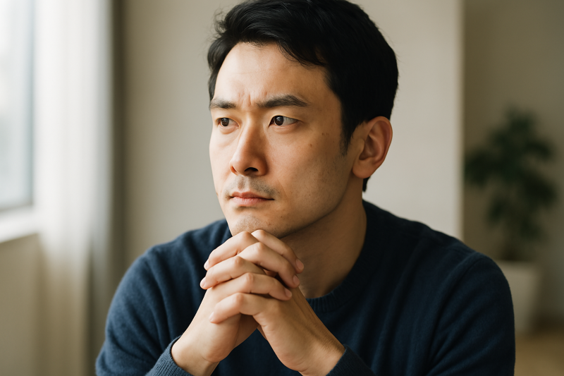 マッチング後にマッチングアプリを消すか悩んでいる男性