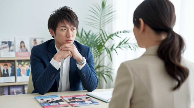 結婚相談所でお見合いをする男性