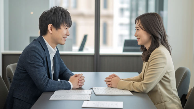 結婚相談所でお見合いをする男女