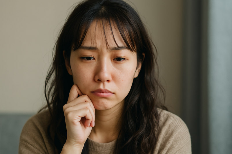 マッチング後にマッチングアプリを消すか悩んでいる女性