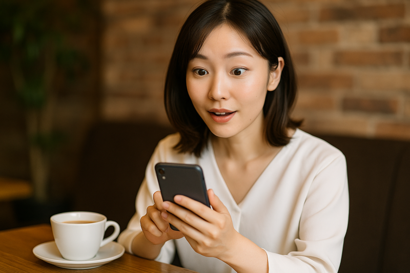 少し驚いた女性