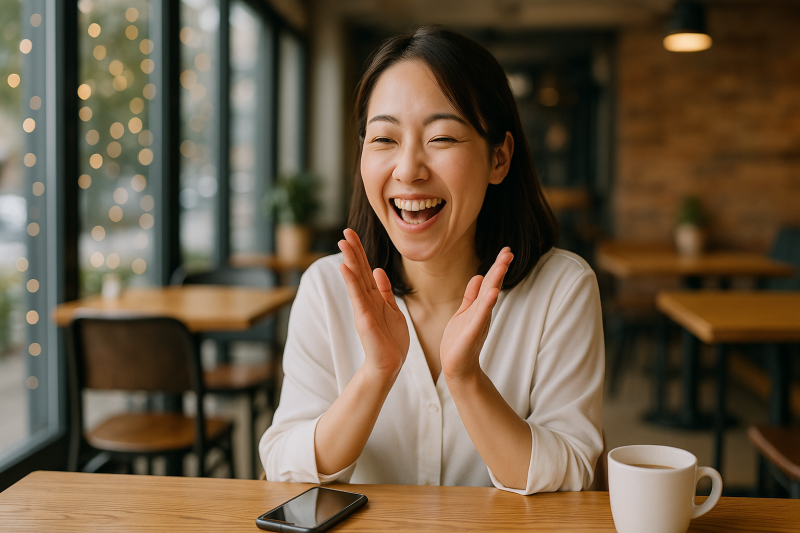 喜んでいる女性
