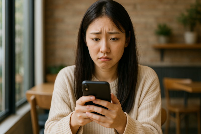 溜息をついた女性