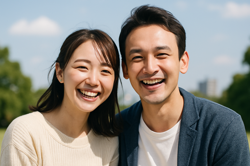 笑顔の男女