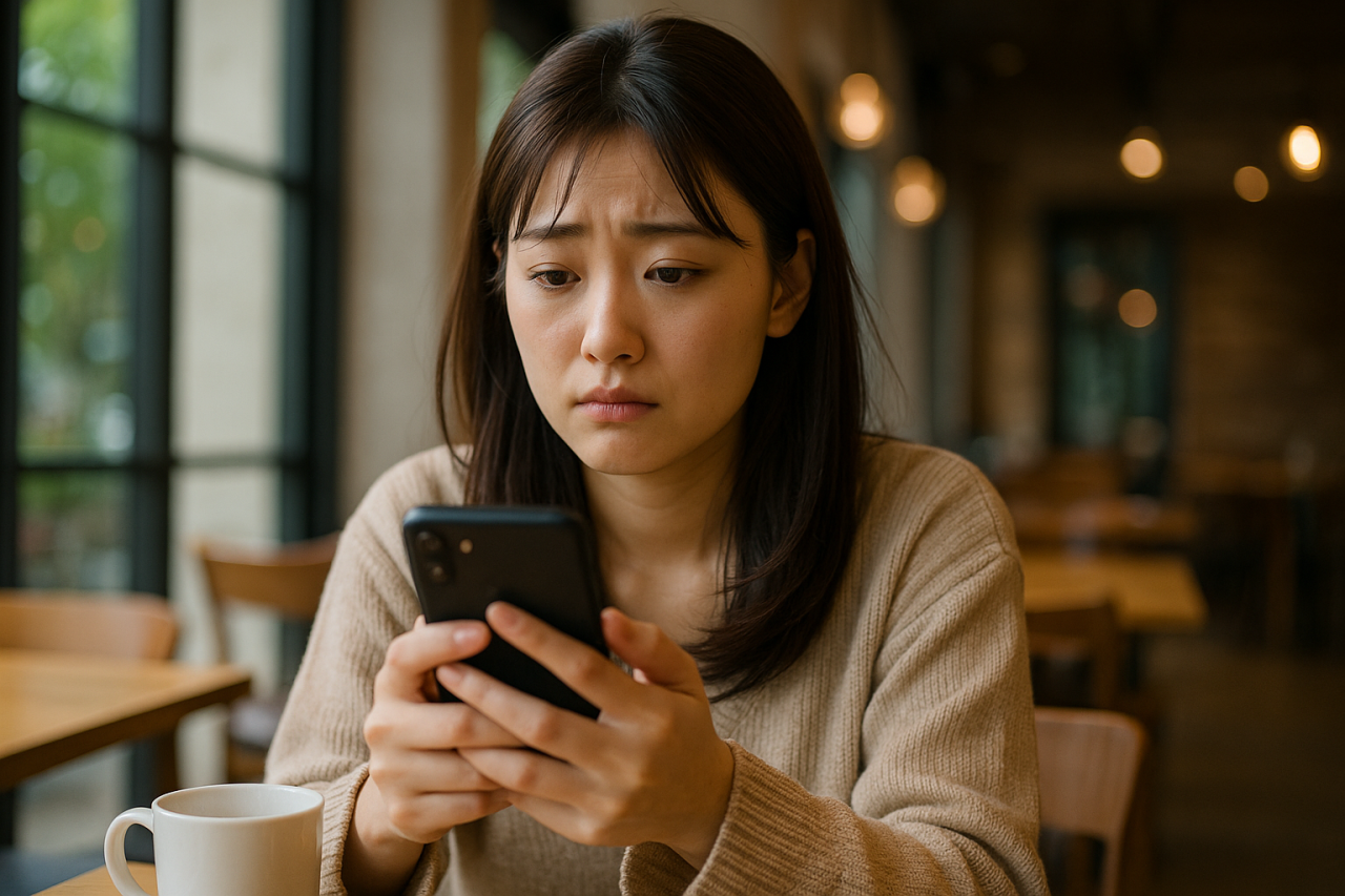 溜息をついた女性