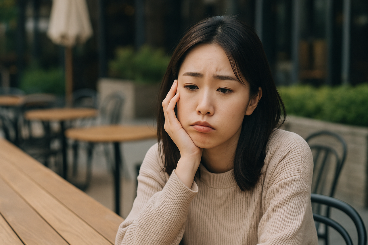 浮かない表情の女性