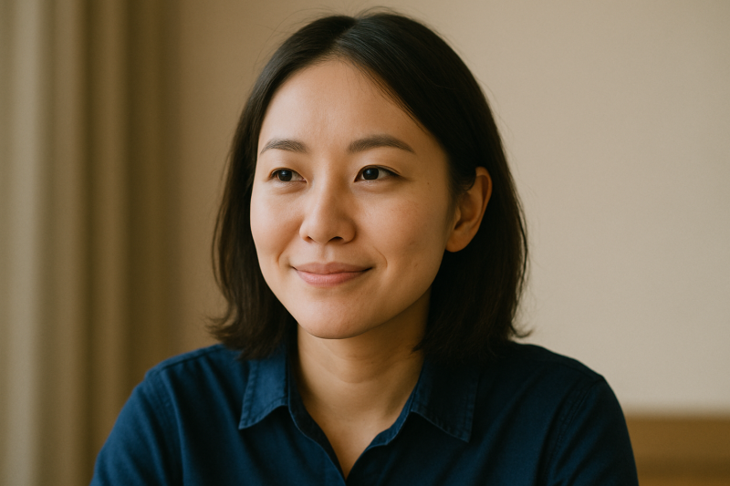 微笑んでいる女性