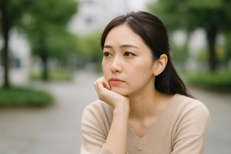 考え事をしている女性