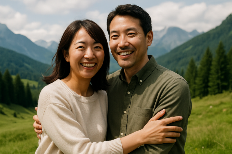 笑顔の夫婦